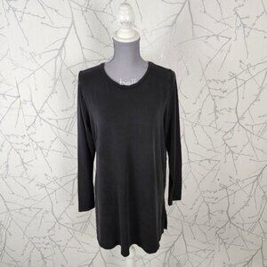 Eileen Fisher Black Tencel Stretch Jersey Crewneck Tunic